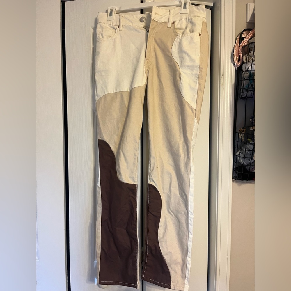PacSun Eco Tan & Brown Paneled Mom Jeans